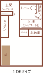 第2学生寮(1DKタイプ)間取り